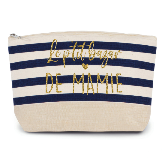 Pochette imprimé marin avec Écriture OR Pailletée - Le p'tit bazar de mamie