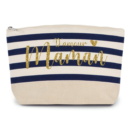 Pochette imprimé marin avec Écriture OR Pailletée - Maman d'amour