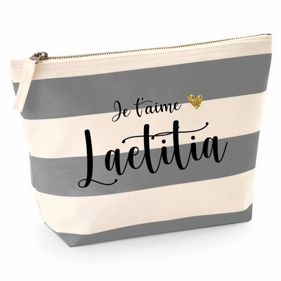 Pochette Nautical a rayures bleues gris - je t'aime