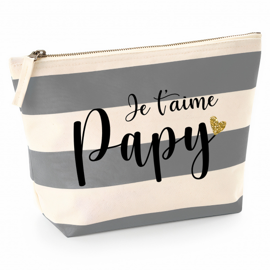 Pochette Nautical a rayures bleues gris - Je t'aime papy