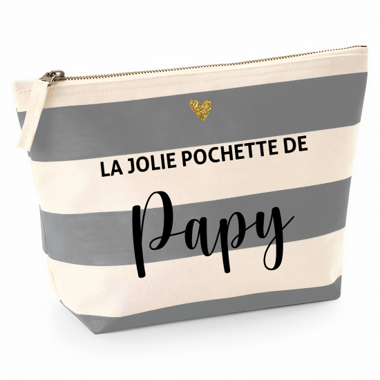 Pochette Nautical a rayures bleues gris - La jolie pochette de papy