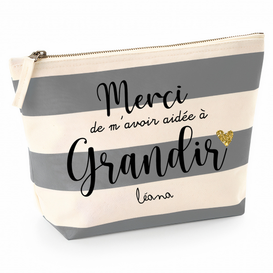 Pochette Nautical a rayures bleues gris - Merci aidée à grandir