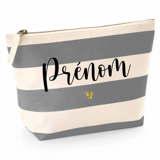 Pochette Nautical a rayures bleues gris - Prénom