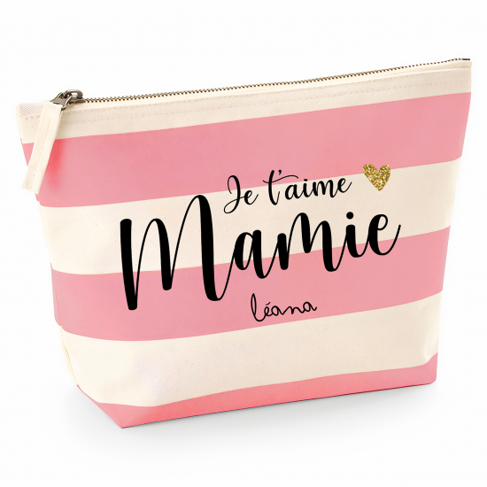 Pochette Nautical a rayures roses - Je t'aime mamie