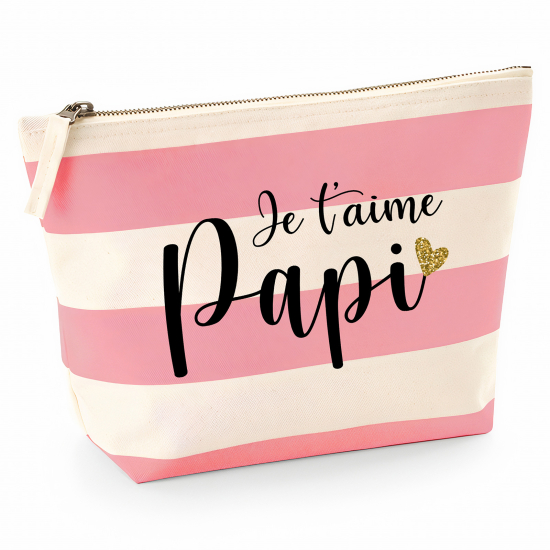 Pochette Nautical a rayures roses - Je t'aime papi