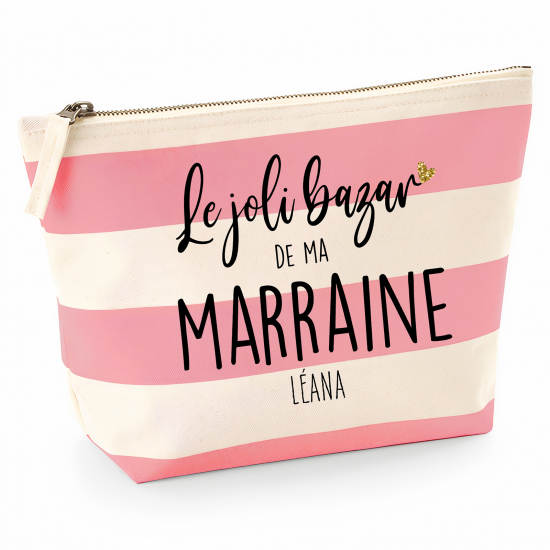 Pochette Nautical a rayures roses - Le joli bazar de ma marraine