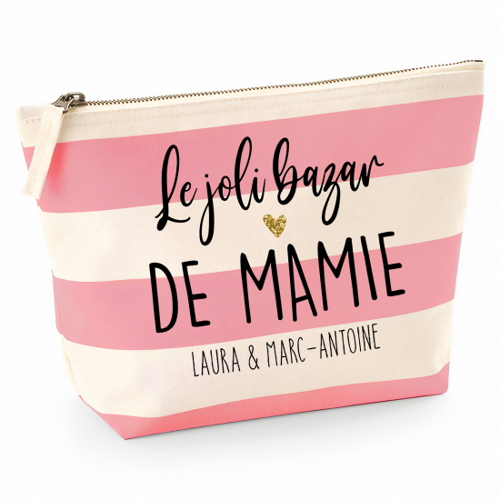 Pochette Nautical a rayures roses - Le joli bazar de mamie