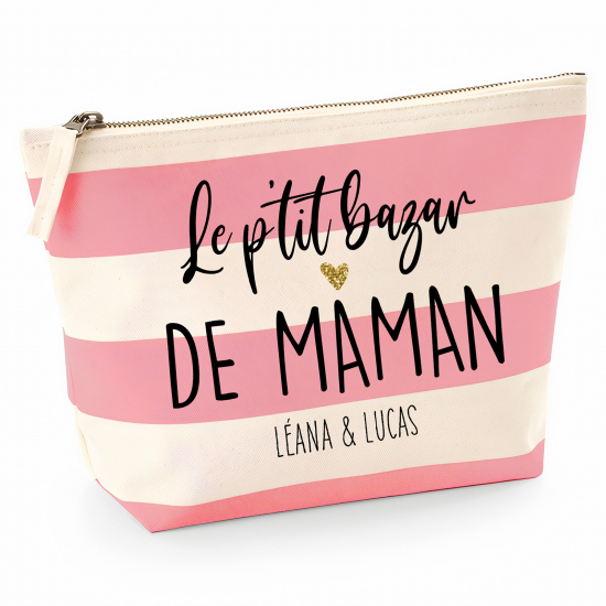 Pochette Nautical a rayures roses - Le p'tit bazar de maman