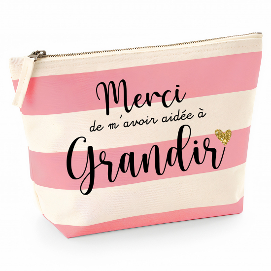 Pochette Nautical a rayures roses - Merci de m'avoir aidée à grandir