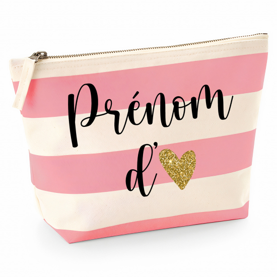 Pochette Nautical a rayures roses - Prénom d'amour