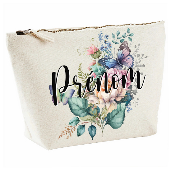 Pochette - Prénom fleurs papillons