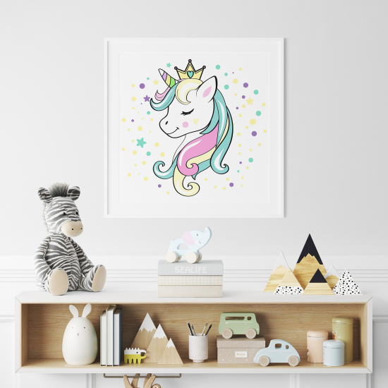 Poster / Affiche carrée Enfants - Bébé Licorne