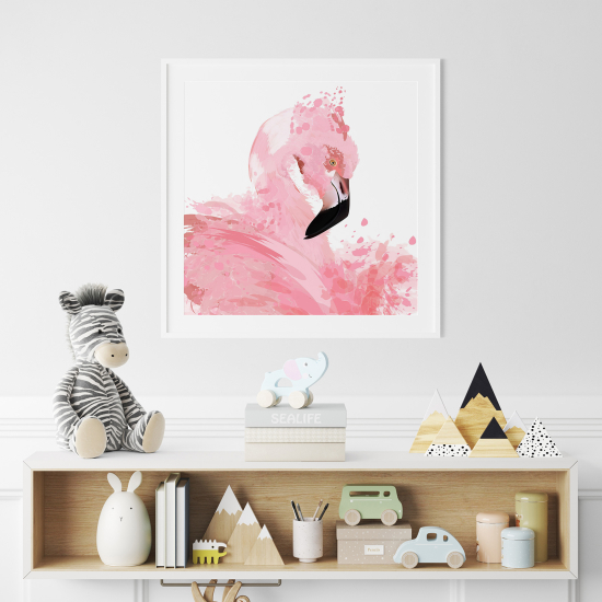 Poster / Affiche carrée Enfants - Flamant Rose