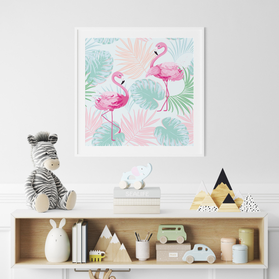 Poster / Affiche carrée Enfants - Flamants Roses