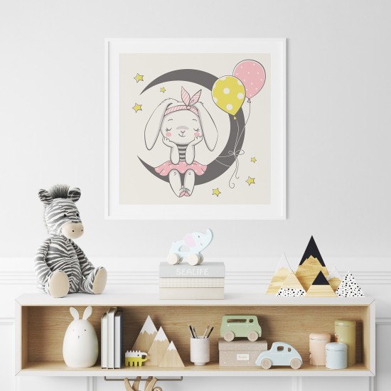 Poster / Affiche carrée Enfants - Lapin Lune