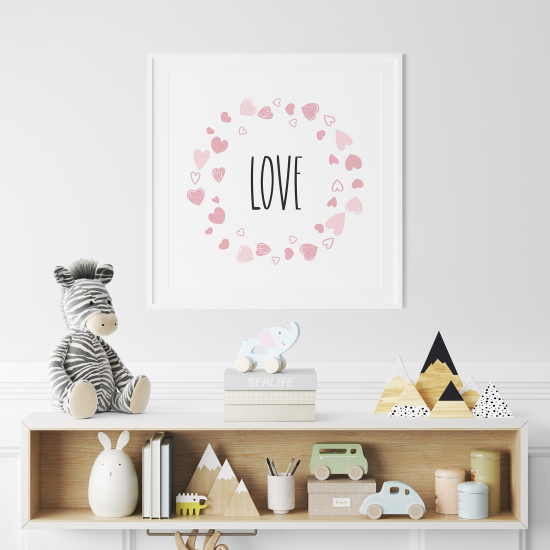 Poster / Affiche carrée Enfants - Love coeurs