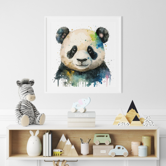 Poster / Affiche carrée Enfants - Panda coloré