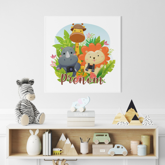 Poster / Affiche carrée enfants personnalisée - Animaux de la jungle