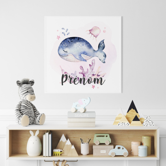 Poster / Affiche carrée enfants personnalisée - Baleine