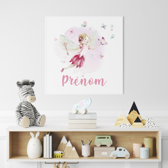 Poster / Affiche carrée enfants personnalisée - Fée Papillons