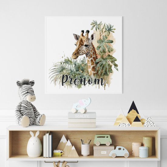 Poster / Affiche carrée enfants personnalisée - Girafe