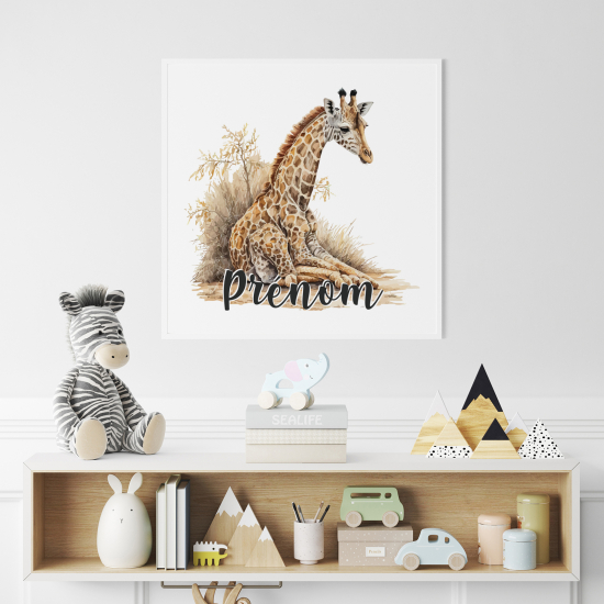 Poster / Affiche carrée enfants personnalisée - Girafe