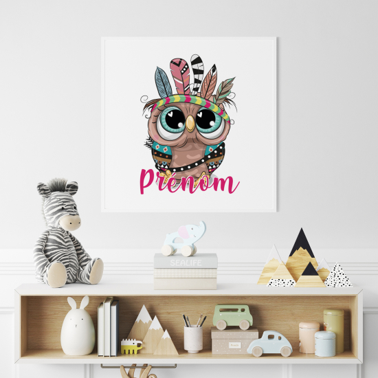 Poster / Affiche carrée enfants personnalisée - Hibou