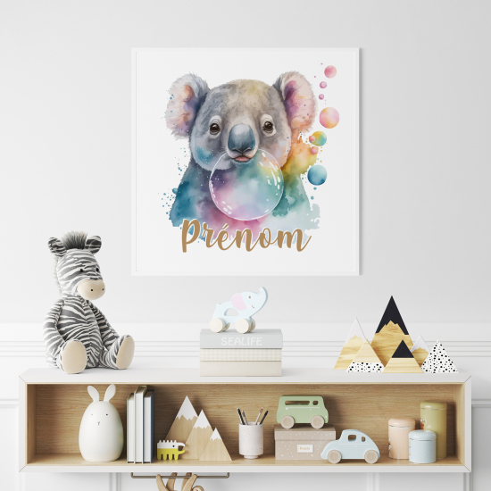 Poster / Affiche carrée enfants personnalisée - Koala bulle