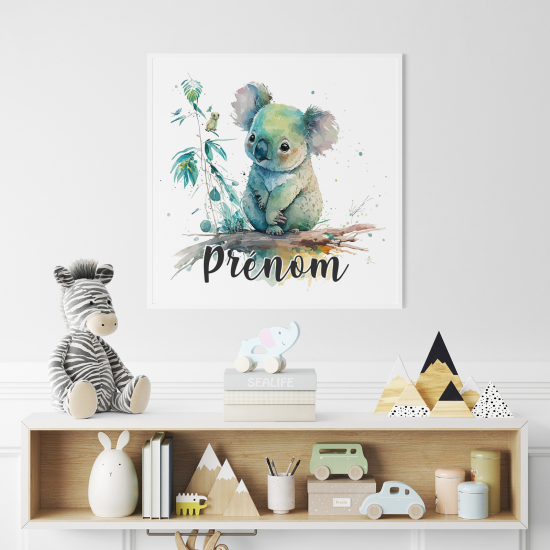 Poster / Affiche carrée enfants personnalisée - Koala coloré