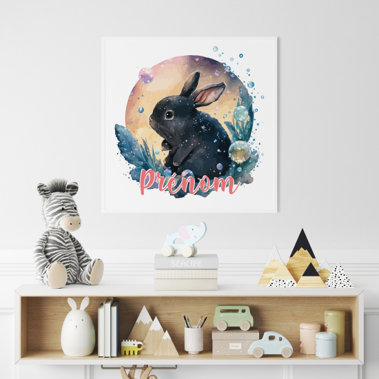 Poster / Affiche carrée enfants personnalisée - Lapin