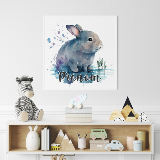 Poster / Affiche carrée enfants personnalisée - Lapin