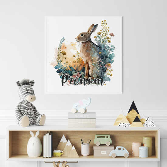 Poster / Affiche carrée enfants personnalisée - Lapin