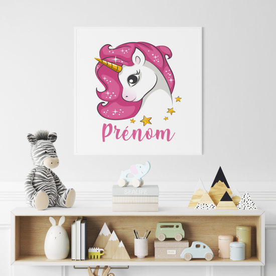 Poster / Affiche carrée enfants personnalisée - Licorne