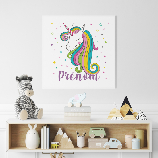 Poster / Affiche carrée enfants personnalisée - Licorne