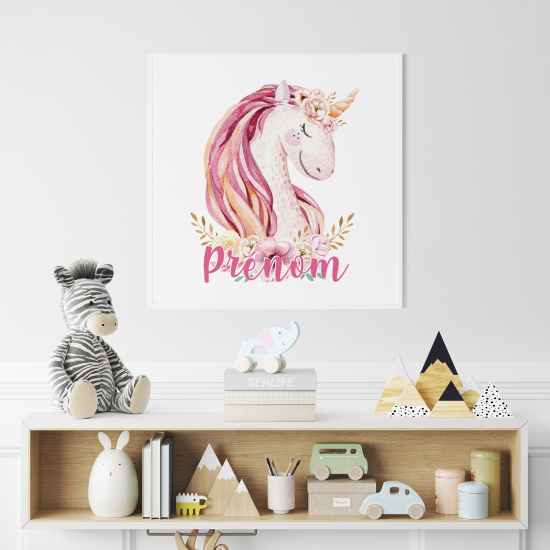 Poster / Affiche carrée enfants personnalisée - Licorne