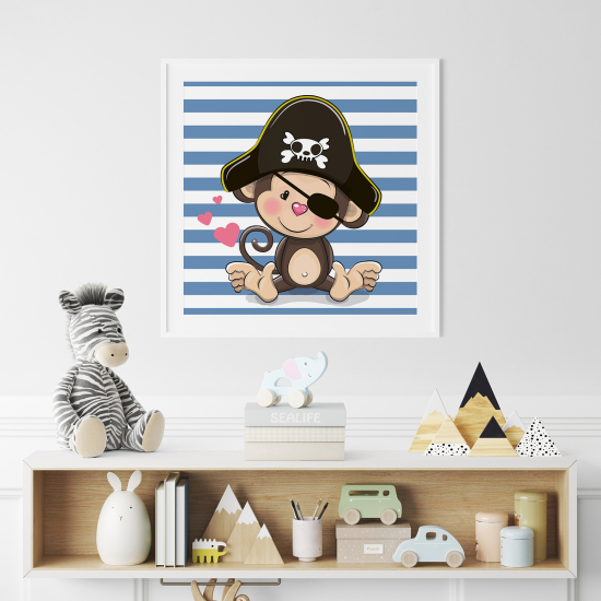 Poster / Affiche carrée Enfants - Singe Pirate