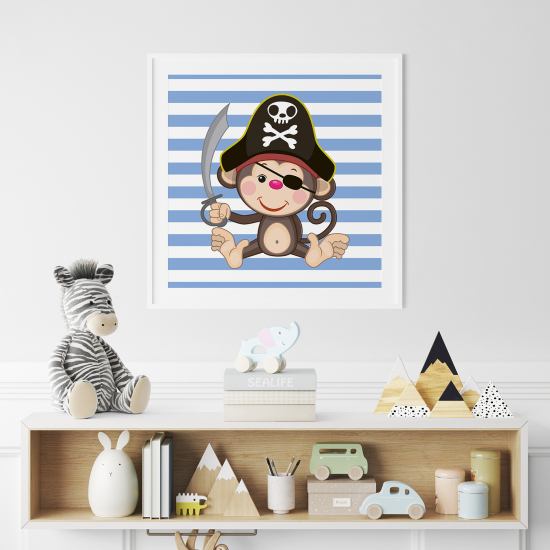 Poster / Affiche carrée Enfants - Singe pirate