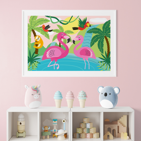 Poster / Affiche enfants - Flamants roses