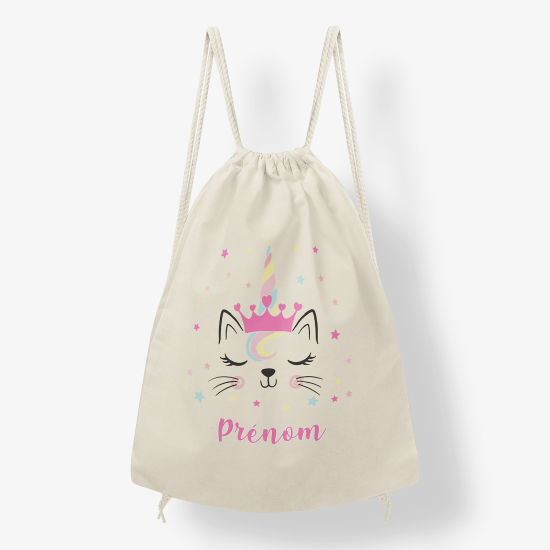 Sac à dos cordon - Chat licorne