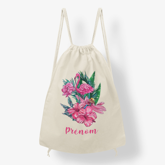 Sac à dos cordon - Flamant en fleur