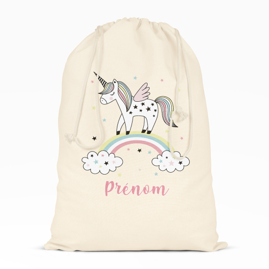 Sac à ficelles - Licorne arc-en-ciel