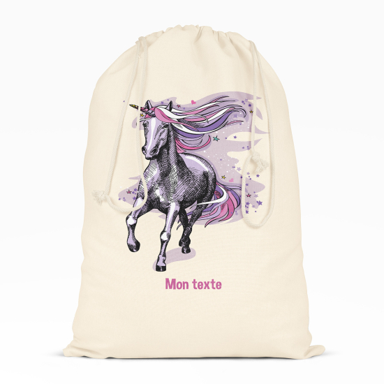 Sac à ficelles - Licorne violette