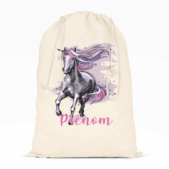 Sac à ficelles - Licorne violette