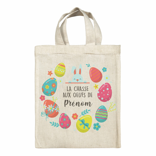 Sac tote bag de Pâques personnalisé - La chasse aux oeufs 2