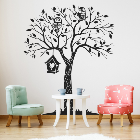 Sticker Mural - Arbre Hiboux