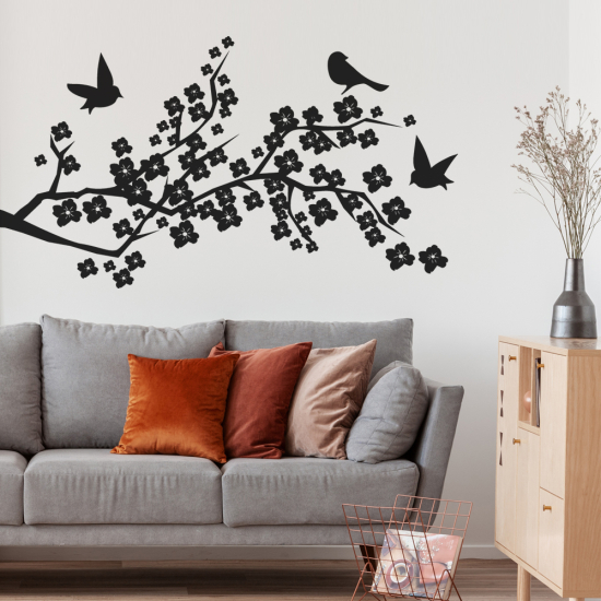 Sticker Mural - Branche Oiseaux