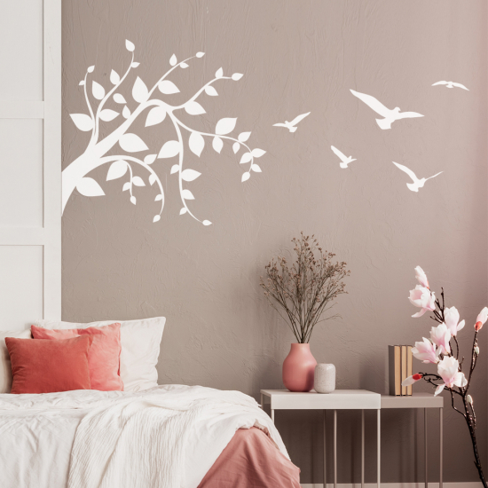 Sticker Mural - Branche Oiseaux