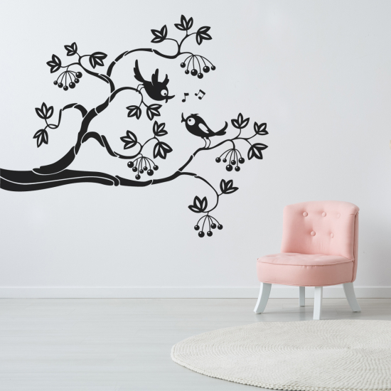 Sticker Mural - Branche Oiseaux