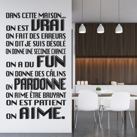 Sticker Mural - Citation Règles de la maison