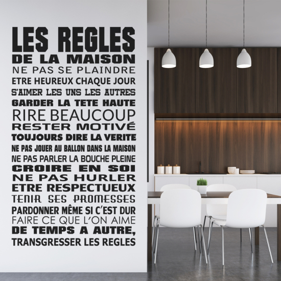 Sticker Mural - Citation Règles de la maison